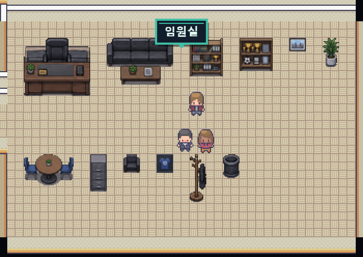 임원실 — 임원 클론이 결과물을 검수하는 실제 화면